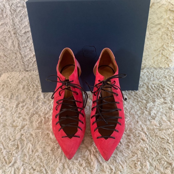 Malone Souliers MONTANA Lace-Up pink suede pumps - Picture 2 of 6